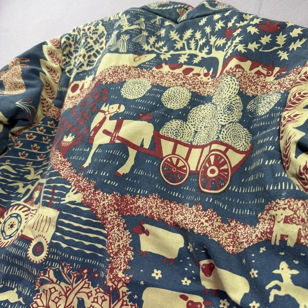 Asian Jacket Kids S/M Cows Horses Quilted Imperial Tang Chinese‎ Toggle Button